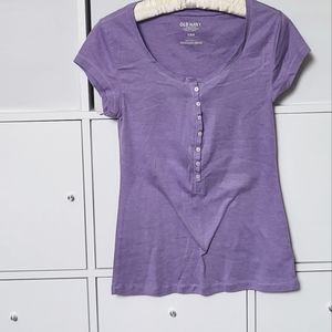 Old Navy cap sleeve Henley top purple/lavender size medium